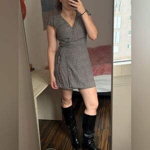 Elegant Black and White Wrap Dress